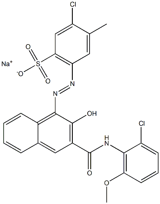 3-Chloro-4-methyl-6-[[3-[[(2-chloro-6-methoxyphenyl)amino]carbonyl]-2-hydroxy-1-naphtyl]azo]benzenesulfonic acid sodium salt 结构式