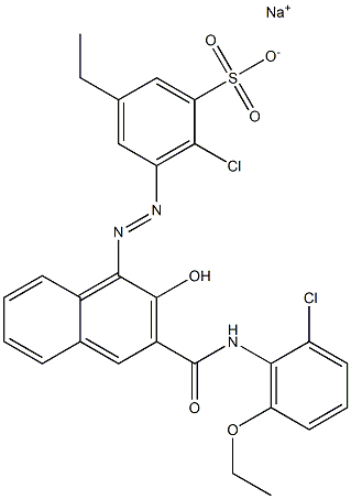 2-Chloro-5-ethyl-3-[[3-[[(2-chloro-6-ethoxyphenyl)amino]carbonyl]-2-hydroxy-1-naphtyl]azo]benzenesulfonic acid sodium salt 结构式