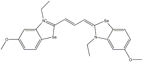 3-Ethyl-2-[3-(3-ethyl-5-methoxybenzoselenazol-2(3H)-ylidene)-1-propenyl]-5-methoxybenzoselenazol-3-ium 结构式