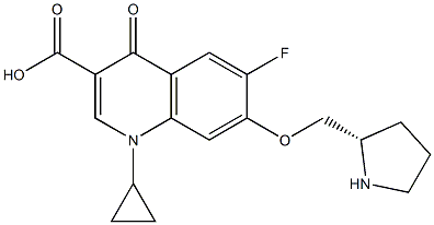 7-[[(2S)-2-Pyrrolidinyl]methoxy]-1-cyclopropyl-6-fluoro-1,4-dihydro-4-oxoquinoline-3-carboxylic acid 结构式