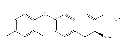 (S)-2-Amino-3-[4-(4-hydroxy-2,6-diiodophenoxy)-3-iodophenyl]propanoic acid sodium salt 结构式