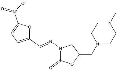 5-(4-Methyl-1-piperazinylmethyl)-3-(5-nitrofurfurylideneamino)-2-oxazolidinone 结构式