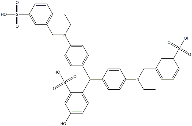 5-Hydroxy-2-[4,4'-bis(N-ethyl-3-sulfobenzylamino)benzhydryl]benzenesulfonic acid 结构式