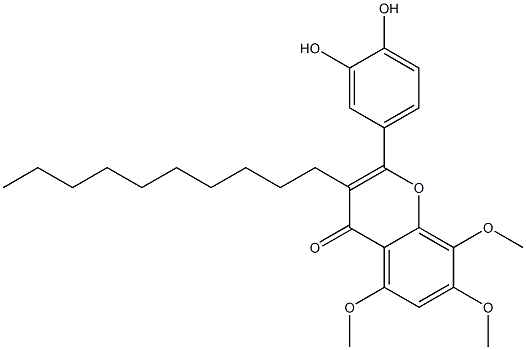 2-(3,4-Dihydroxyphenyl)-5,7,8-trimethoxy-3-decyl-4H-1-benzopyran-4-one 结构式