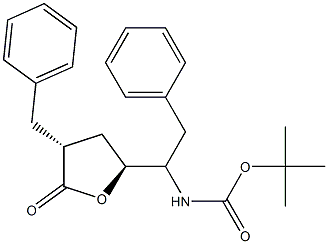 (3R,5S)-3-Benzyl-5-[1-[(tert-butoxycarbonyl)amino]-2-phenylethyl]-4,5-dihydrofuran-2(3H)-one 结构式