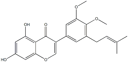 3-[3,4-Dimethoxy-5-(3-methyl-2-butenyl)phenyl]-5,7-dihydroxy-4H-1-benzopyran-4-one 结构式