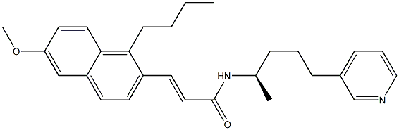 (E)-3-(1-Butyl-6-methoxynaphthalen-2-yl)-N-[(R)-1-methyl-4-(3-pyridinyl)butyl]acrylamide 结构式