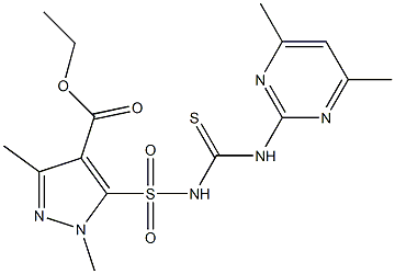 1,3-Dimethyl-5-[[(4,6-dimethylpyrimidin-2-yl)thiocarbamoyl]sulfamoyl]-1H-pyrazole-4-carboxylic acid ethyl ester 结构式