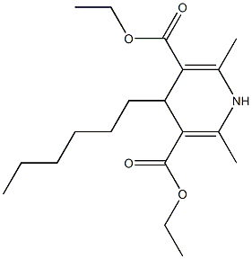 4-Hexyl-2,6-dimethyl-1,4-dihydropyridine-3,5-dicarboxylic acid diethyl ester 结构式