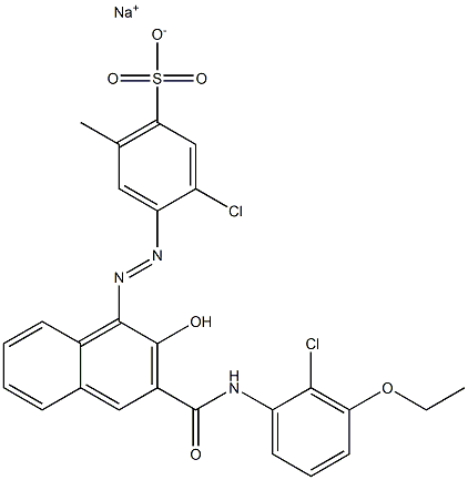 3-Chloro-6-methyl-4-[[3-[[(2-chloro-3-ethoxyphenyl)amino]carbonyl]-2-hydroxy-1-naphtyl]azo]benzenesulfonic acid sodium salt 结构式