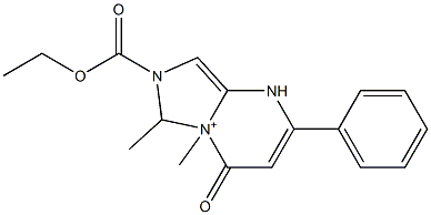 7-Ethoxycarbonyl-4,6-dihydro-5,6-dimethyl-4-oxo-2-phenyl-1H-imidazo[1,5-a]pyrimidin-5-ium 结构式