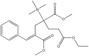 2-Benzylidene-4-methoxycarbonyl-4-(trimethylsilyl)heptanedioic acid 1-methyl 7-ethyl ester 结构式