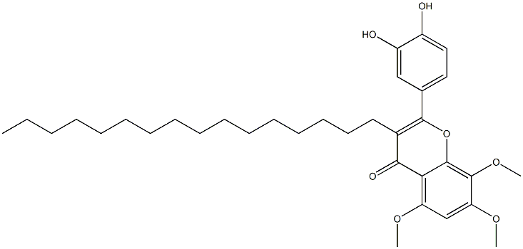 2-(3,4-Dihydroxyphenyl)-5,7,8-trimethoxy-3-hexadecyl-4H-1-benzopyran-4-one 结构式