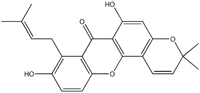 3,3-Dimethyl-8-(3-methyl-2-butenyl)-6,9-dihydroxy-3H,7H-pyrano[2,3-c]xanthen-7-one 结构式