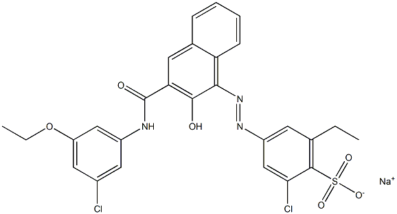 2-Chloro-6-ethyl-4-[[3-[[(3-chloro-5-ethoxyphenyl)amino]carbonyl]-2-hydroxy-1-naphtyl]azo]benzenesulfonic acid sodium salt 结构式