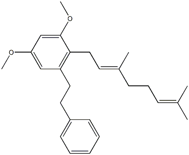 5-(2-Phenylethyl)-4-[(2E)-3,7-dimethyl-2,6-octadien-1-yl]-1,3-dimethoxybenzene 结构式