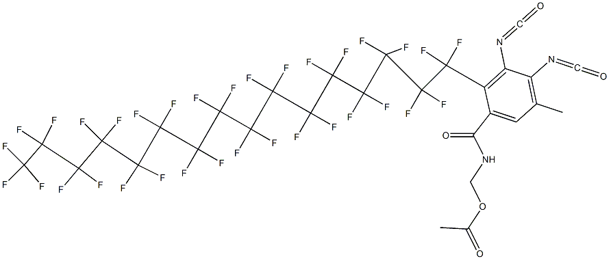 N-(Acetyloxymethyl)-2-(tritriacontafluorohexadecyl)-3,4-diisocyanato-5-methylbenzamide 结构式