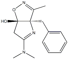 (3aR,6aS)-6,6a-Dihydro-3-methyl-3a-benzyl-5-(dimethylamino)-3aH-1-oxa-2,4-diazapentalen-6a-ol 结构式