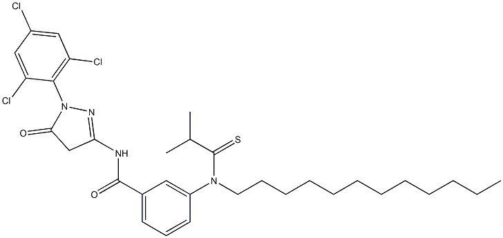 3-[3-(2-Methyldodecylthiopropionylamino)benzoylamino]-1-(2,4,6-trichlorophenyl)-2-pyrazolin-5-one 结构式