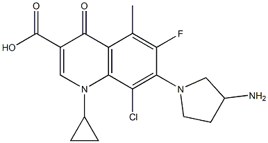 1-Cyclopropyl-8-chloro-6-fluoro-5-methyl-1,4-dihydro-4-oxo-7-(3-amino-1-pyrrolidinyl)quinoline-3-carboxylic acid 结构式