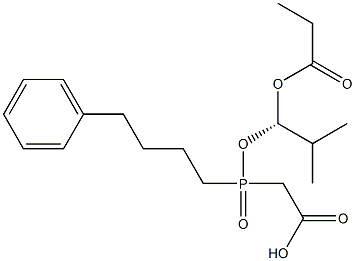 2-[[(S)-2-Methyl-1-(1-oxopropoxy)propoxy](4-phenylbutyl)phosphinyl]acetic acid 结构式