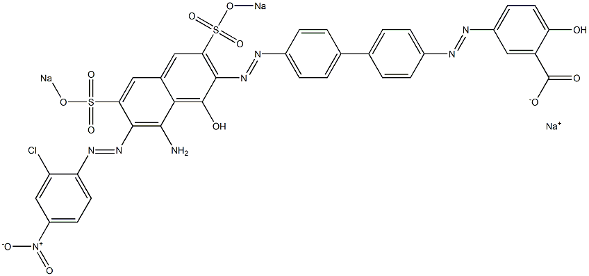 5-[[4'-[[8-Amino-7-[(2-chloro-4-nitrophenyl)azo]-1-hydroxy-3,6-bis(sodiosulfo)-2-naphthalenyl]azo]-1,1'-biphenyl-4-yl]azo]-2-hydroxybenzoic acid sodium salt 结构式