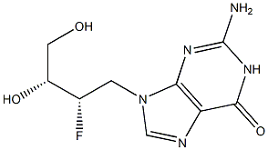 2-Amino-9-[(2S,3R)-2-fluoro-3,4-dihydroxybutyl]-1,9-dihydro-6H-purin-6-one 结构式