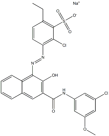 2-Chloro-6-ethyl-3-[[3-[[(3-chloro-5-methoxyphenyl)amino]carbonyl]-2-hydroxy-1-naphtyl]azo]benzenesulfonic acid sodium salt 结构式