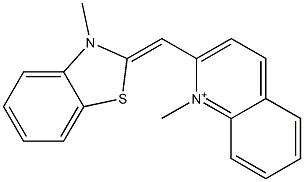 1-Methyl-2-[3-methylbenzothiazol-2(3H)-ylidenemethyl]quinolinium 结构式