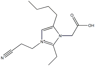 3-(2-Cyanoethyl)-2-ethyl-5-butyl-1-(carboxymethyl)-1H-imidazol-3-ium 结构式