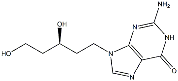 2-Amino-9-[(3S)-3,5-dihydroxypentyl]-1,9-dihydro-6H-purin-6-one 结构式