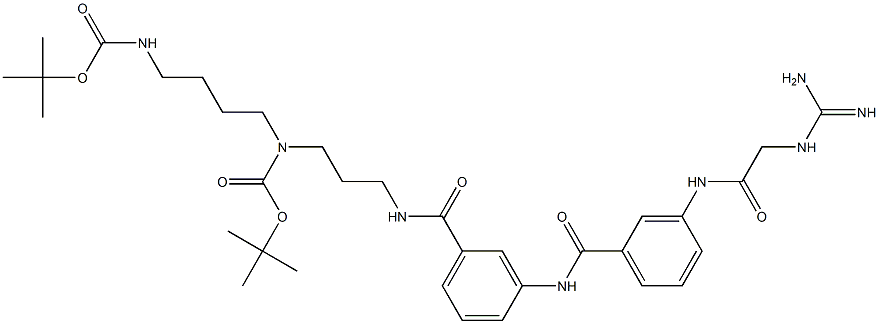 3-[[3-[[[(Amidino)amino]acetyl]amino]benzoyl]amino]-N-[3-[(tert-butoxycarbonyl)[4-(tert-butoxycarbonylamino)butyl]amino]propyl]benzamide 结构式