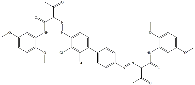 4,4'-Bis[[1-(2,5-dimethoxyphenylamino)-1,3-dioxobutan-2-yl]azo]-2,3-dichloro-1,1'-biphenyl 结构式