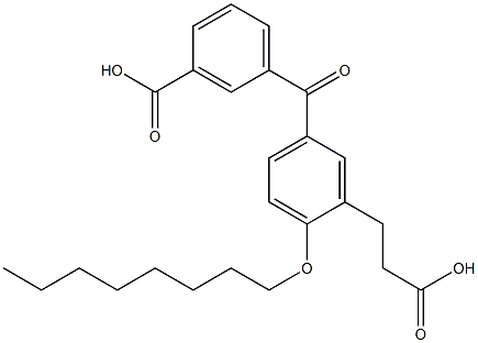 5-(3-Carboxybenzoyl)-2-octyloxybenzenepropanoic acid 结构式