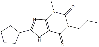 1-Propyl-3-methyl-8-cyclopentylxanthine 结构式