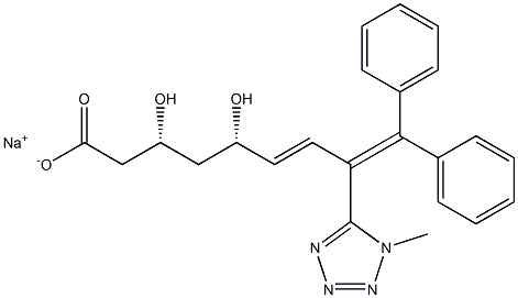 (3R,5S,6E)-9,9-Diphenyl-3,5-dihydroxy-8-(1-methyl-1H-tetrazol-5-yl)-6,8-nonadienoic acid sodium salt 结构式