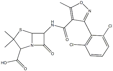 6-[3-(2,6-Dichlorophenyl)-5-methyl-4-isoxazolylcarbonylamino]-3,3-dimethyl-7-oxo-4-thia-1-azabicyclo[3.2.0]heptane-2-carboxylic acid 结构式