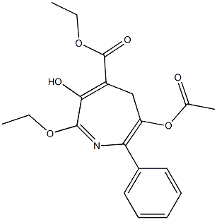 3-Hydroxy-6-acetoxy-2-ethoxy-7-phenyl-5H-azepine-4-carboxylic acid ethyl ester 结构式