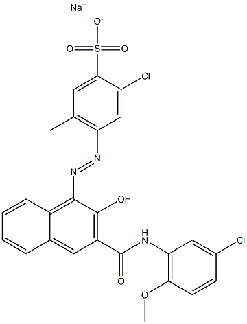 2-Chloro-5-methyl-4-[[3-[[(3-chloro-6-methoxyphenyl)amino]carbonyl]-2-hydroxy-1-naphtyl]azo]benzenesulfonic acid sodium salt 结构式