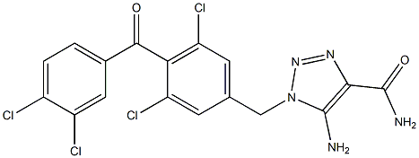 5-Amino-1-[3,5-dichloro-4-(3,4-dichlorobenzoyl)benzyl]-1H-1,2,3-triazole-4-carboxamide 结构式