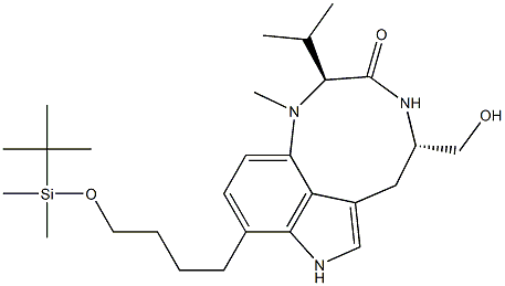 (2S,5S)-1,2,4,5,6,8-Hexahydro-9-[4-(tert-butyldimethylsilyloxy)butyl]-5-hydroxymethyl-2-isopropyl-1-methyl-3H-pyrrolo[4,3,2-gh]-1,4-benzodiazonin-3-one 结构式