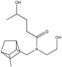 N-(2-Hydroxyethyl)-4-hydroxy-N-[(3-methyl-2-norbornyl)methyl]valeramide 结构式