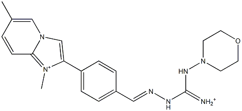 1,6-Dimethyl-2-[4-[2-[iminio(morpholinoamino)methyl]hydrazonomethyl]phenyl]imidazo[1,2-a]pyridin-1-ium 结构式