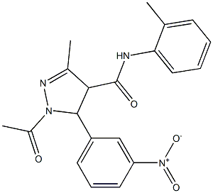 N-(2-Methylphenyl)-5-(3-nitrophenyl)-1-acetyl-4,5-dihydro-3-methyl-1H-pyrazole-4-carboxamide 结构式