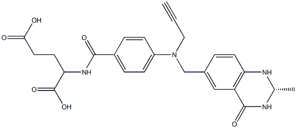 (S)-2-[4-[N-[(1,2,3,4-Tetrahydro-2-methyl-4-oxoquinazolin)-6-ylmethyl]-N-(2-propynyl)amino]benzoylamino]glutaric acid 结构式