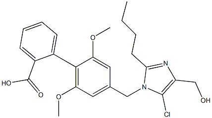 4'-[(5-Chloro-2-butyl-4-hydroxymethyl-1H-imidazol-1-yl)methyl]-2',6'-dimethoxy-1,1'-biphenyl-2-carboxylic acid 结构式