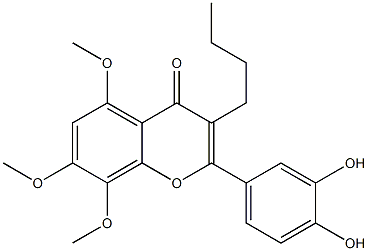 2-(3,4-Dihydroxyphenyl)-5,7,8-trimethoxy-3-butyl-4H-1-benzopyran-4-one 结构式