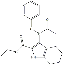 3-[(Phenylthio)acetylamino]-4,5,6,7-tetrahydro-1H-indole-2-carboxylic acid ethyl ester 结构式