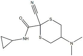 2-Cyano-5-(dimethylamino)-N-cyclopropyl-1,3-dithiane-2-carboxamide 结构式