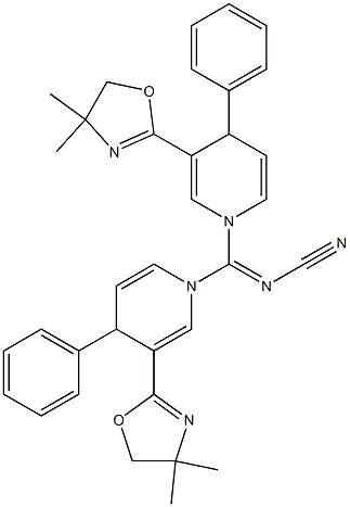 1,1'-(Cyanoiminomethylene)bis[4-phenyl-3-(4,4-dimethyl-2-oxazolin-2-yl)-1,4-dihydropyridine] 结构式